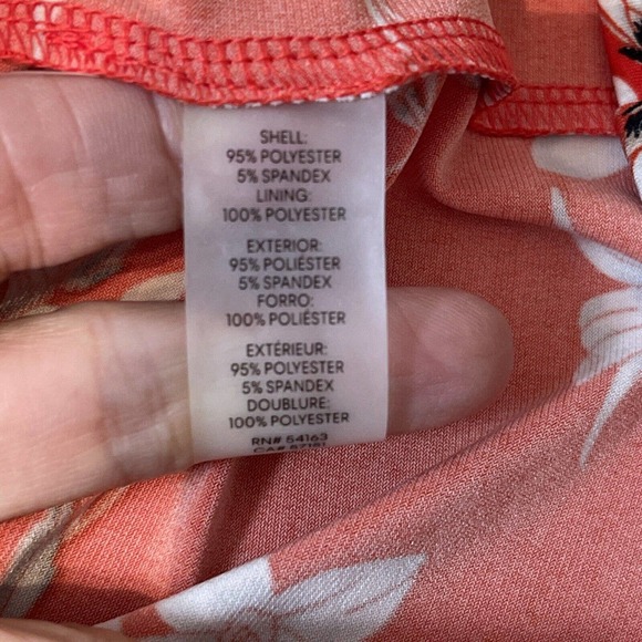 CALVIN KLEIN Women’s L Tank Top Red Floral Polyester Spandex Shelf Liner - Picture 6 of 8